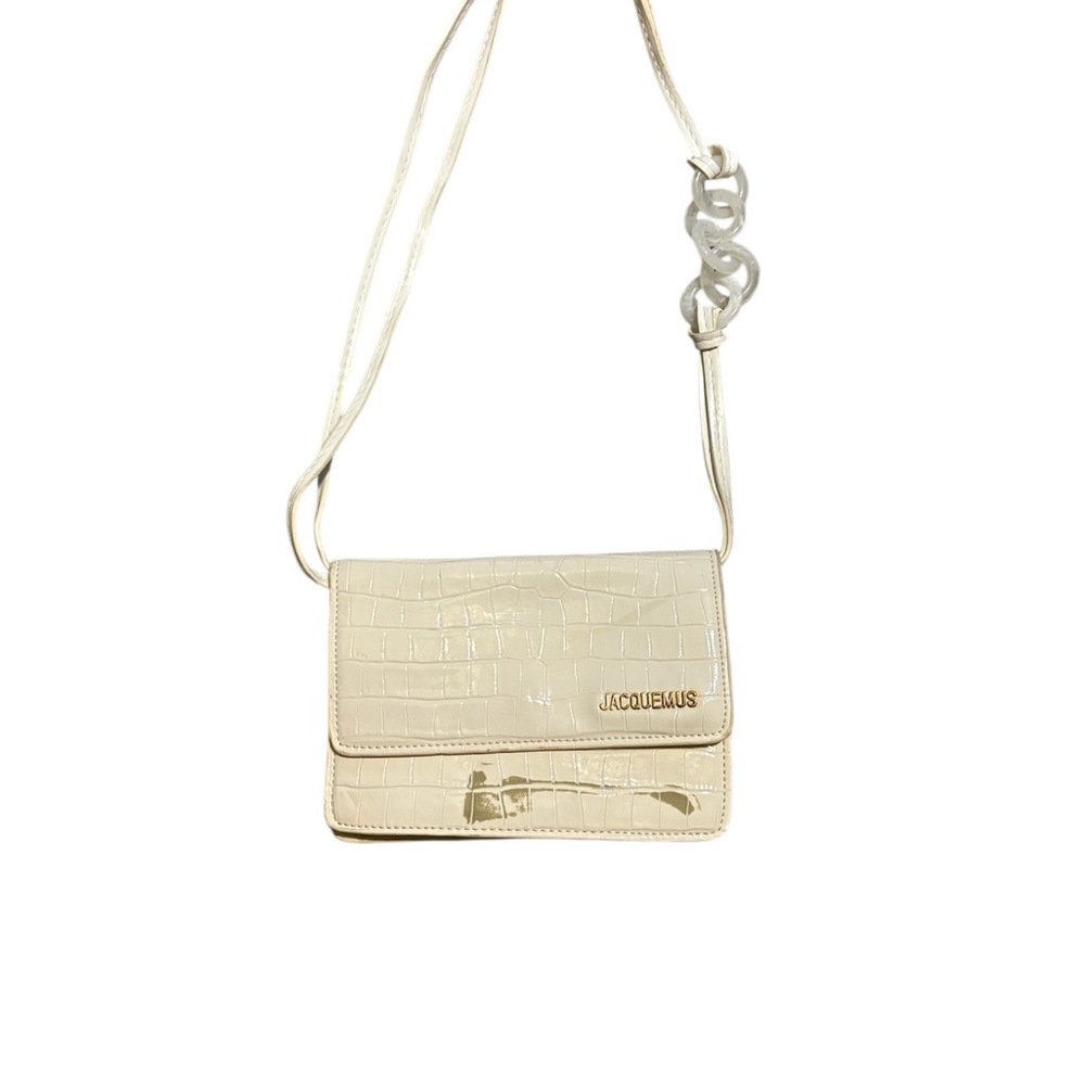 Jacquemus Le Riviera bag in white crocodile-embossed leather